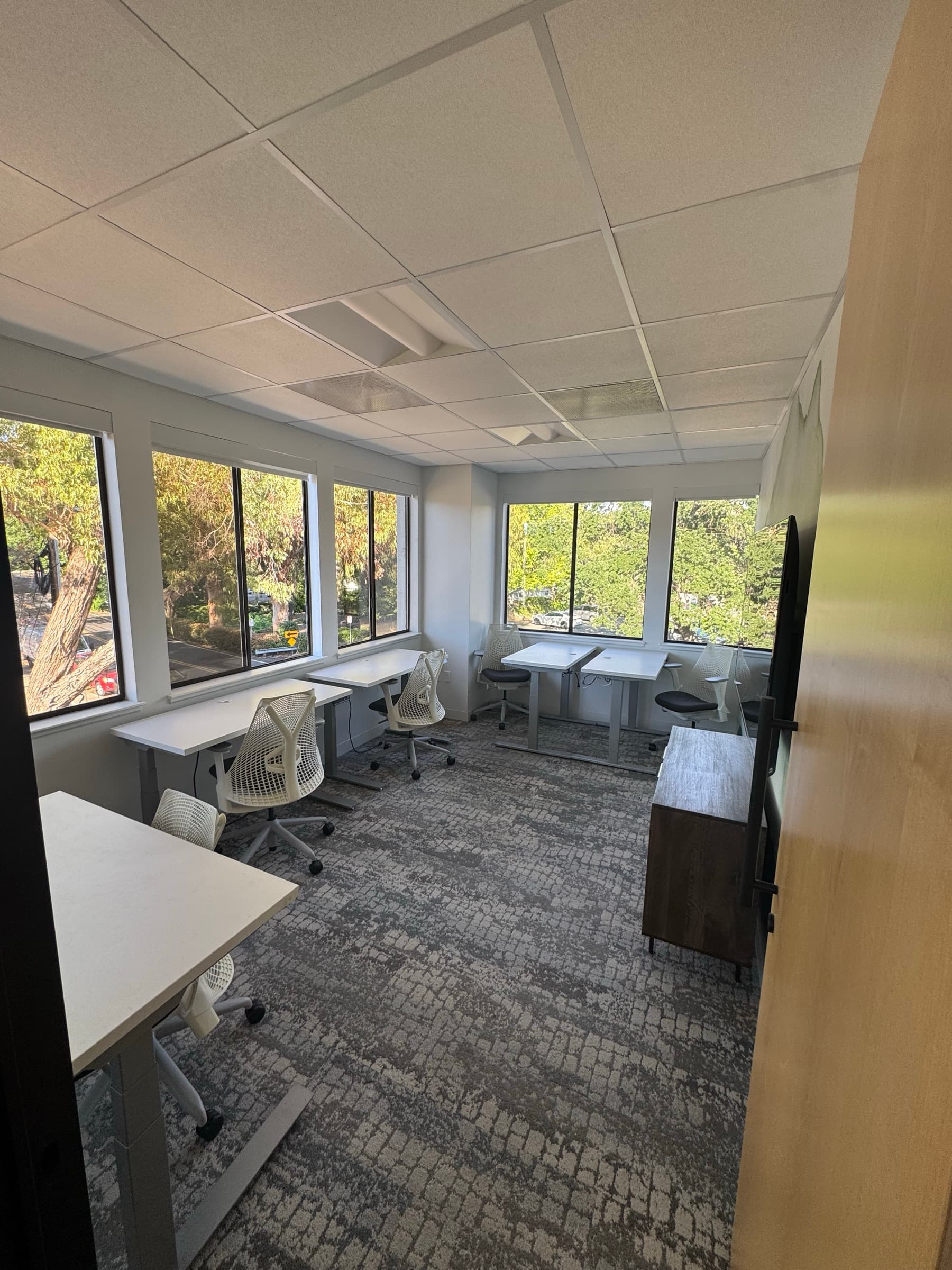 Five-person suite with windows and standing desks
